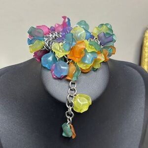 Colorful Floral Charm Cha Cha Stretch Bracelet
